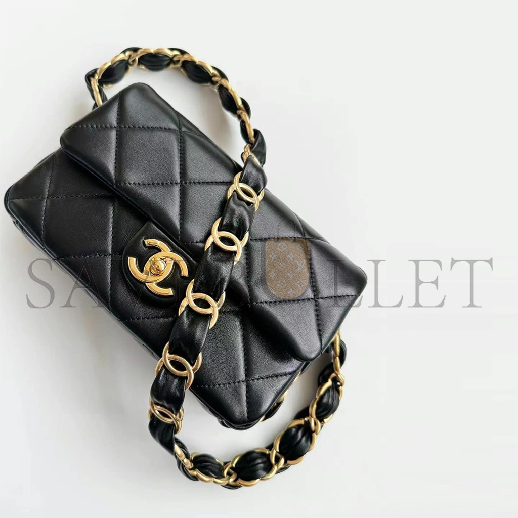 CHANEL MASTER DOUBLE C THICK CHAIN COVER MINI BLACK AS5174 (17*12*4.5cm)